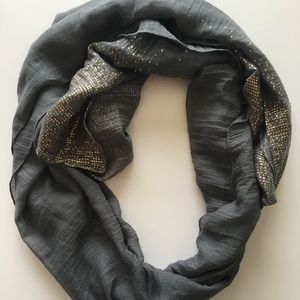 Grey with Gold Design Scarf